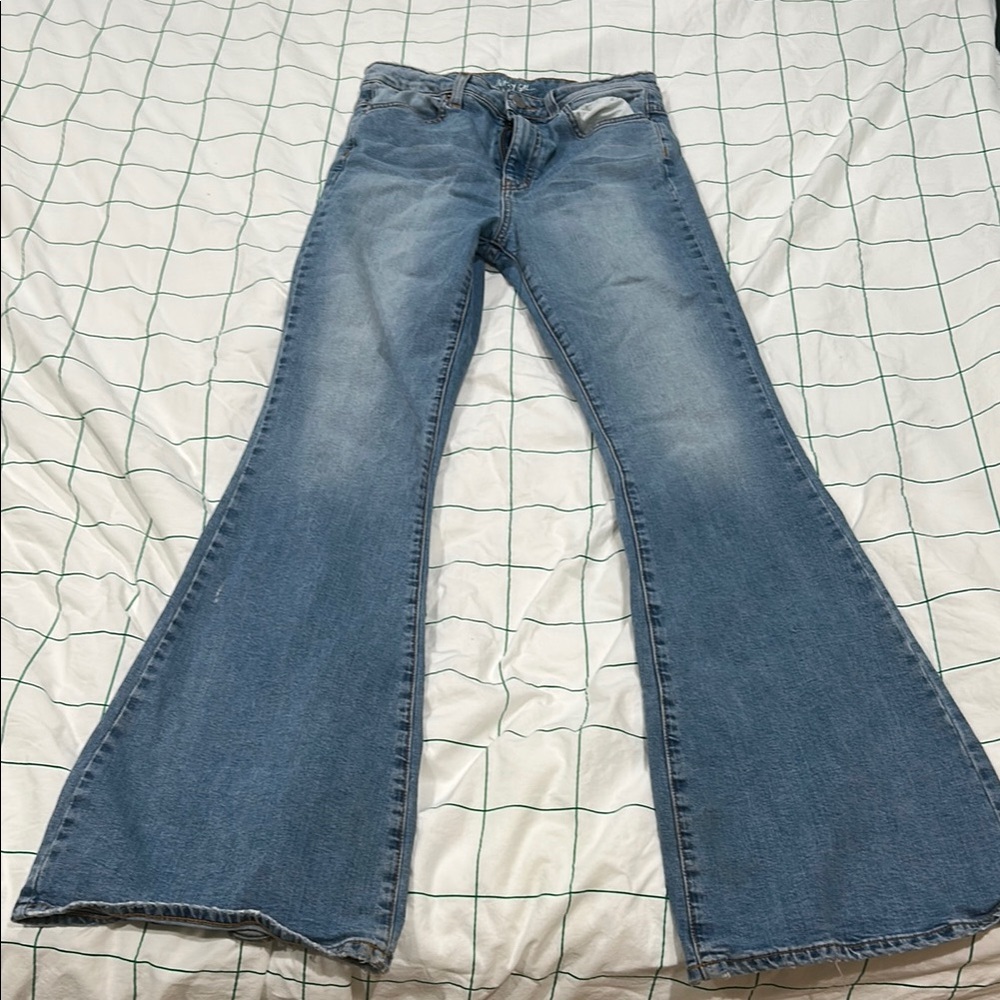 Nasty Gal Blue Flare Wide Leg Jeans